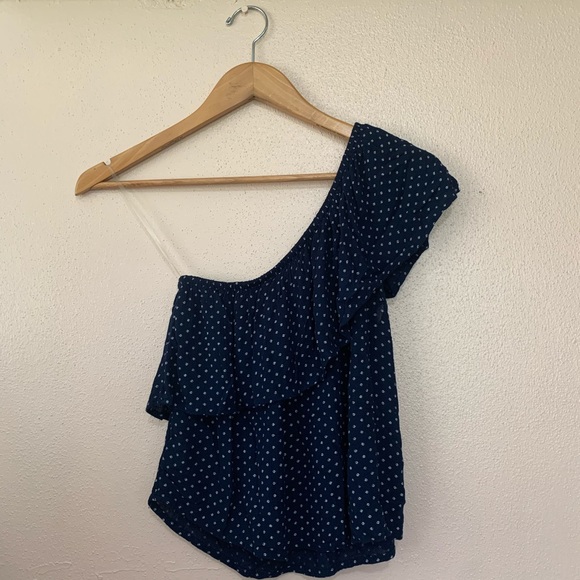 American Eagle One Shoulder Top Navy Blue XS - Picture 2 of 4